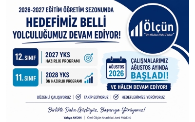 Ağustos 2026 Erken YKS Hazırlık Programlarımız Devam Ediyor